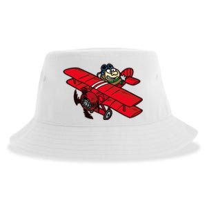 Red Baron Plane Biplane Pilot Airplane Sustainable Bucket Hat