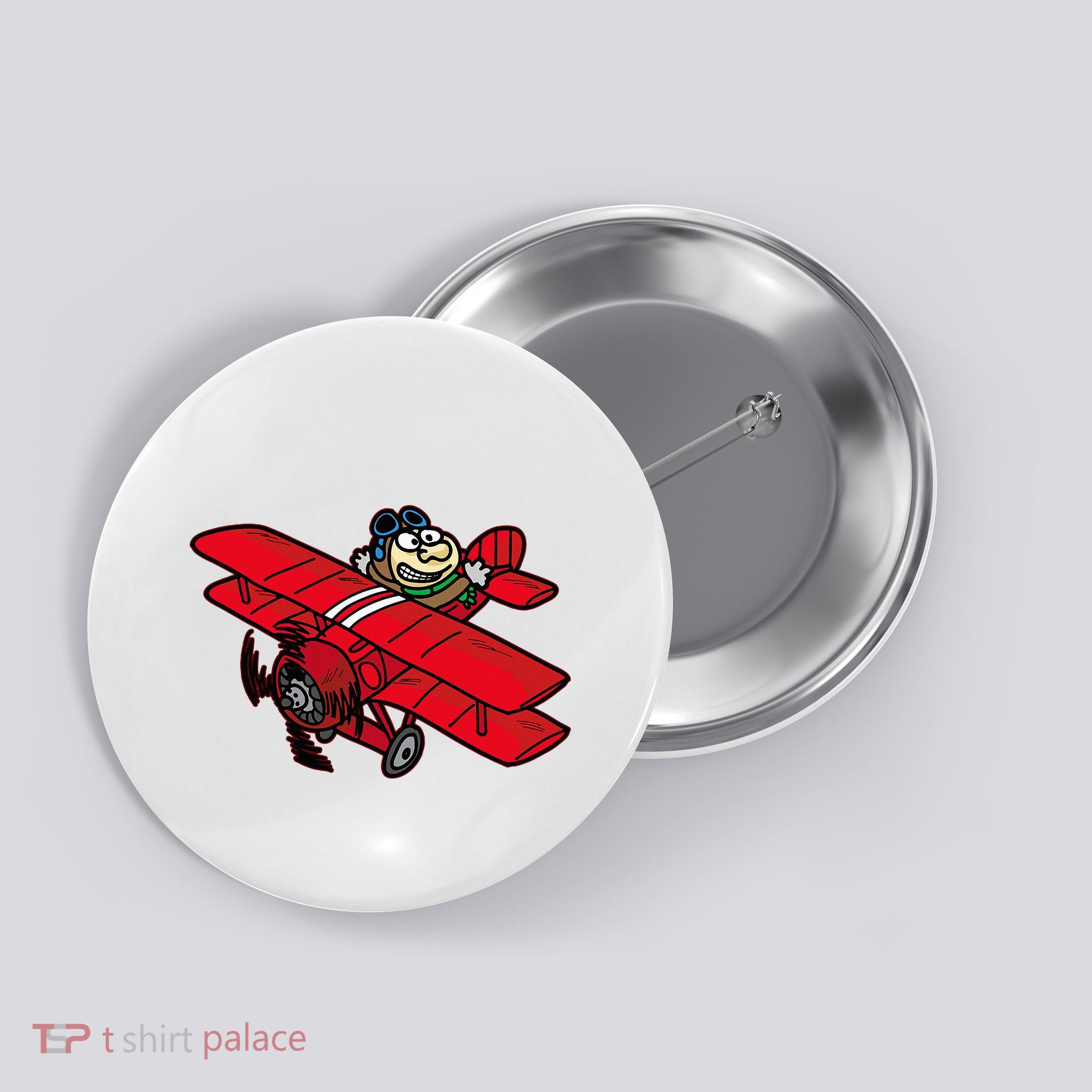 Red Baron Plane Biplane Pilot Airplane Button