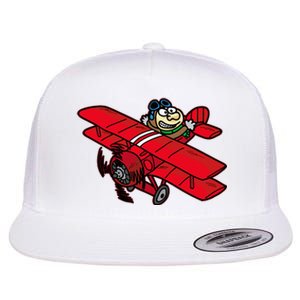 Red Baron Plane Biplane Pilot Airplane Flat Bill Trucker Hat