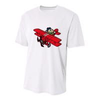 Red Baron Plane Biplane Pilot Airplane Youth Performance Sprint T-Shirt