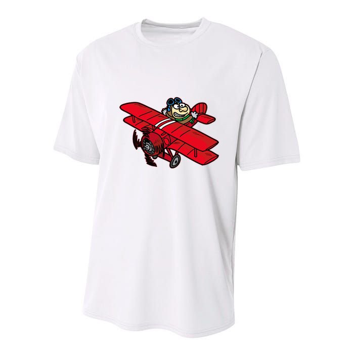 Red Baron Plane Biplane Pilot Airplane Youth Performance Sprint T-Shirt