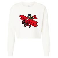 Red Baron Plane Biplane Pilot Airplane Cropped Pullover Crew