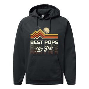 Retro Best Pops By Far Golf Sunset Grandpa Performance Fleece Hoodie