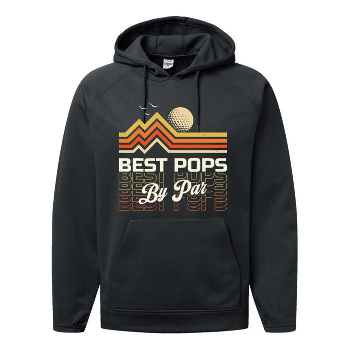 Retro Best Pops By Far Golf Sunset Grandpa Performance Fleece Hoodie