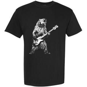 Retro Bear Playing Bass Guitar Bear Guitarist Music Lovers Garment-Dyed Heavyweight T-Shirt