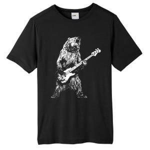 Retro Bear Playing Bass Guitar Bear Guitarist Music Lovers Tall Fusion ChromaSoft Performance T-Shirt