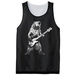 Retro Bear Playing Bass Guitar Bear Guitarist Music Lovers Mesh Reversible Basketball Jersey Tank