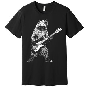 Retro Bear Playing Bass Guitar Bear Guitarist Music Lovers Premium T-Shirt