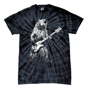 Retro Bear Playing Bass Guitar Bear Guitarist Music Lovers Tie-Dye T-Shirt