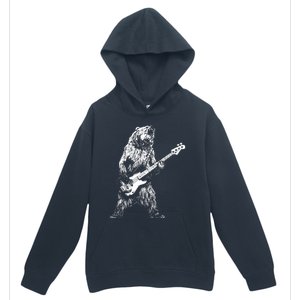 Retro Bear Playing Bass Guitar Bear Guitarist Music Lovers Urban Pullover Hoodie