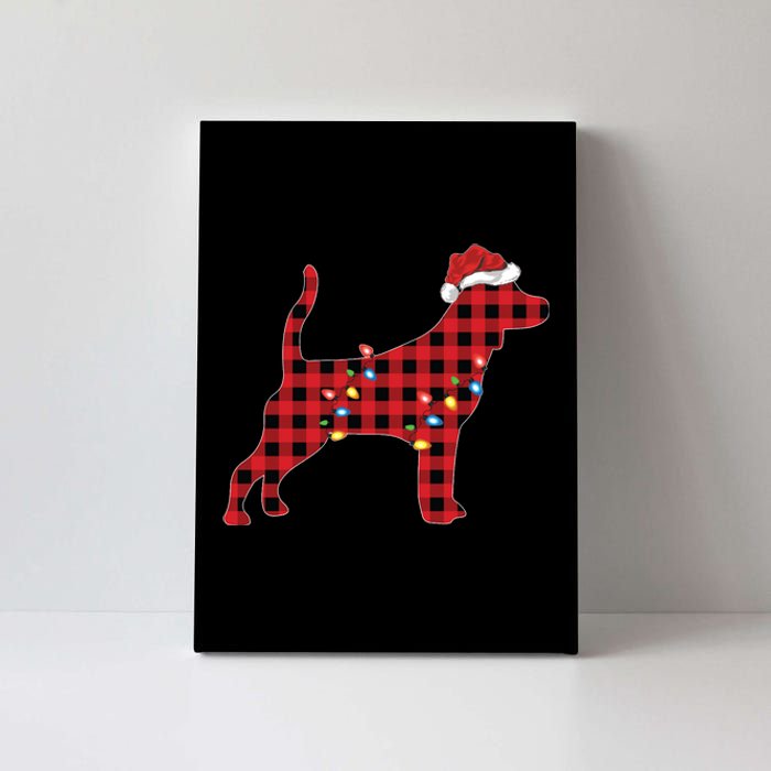 Red Buffalo Plaid Santa Hat Beagle Dog Christmas Pajama Sweatshirt Canvas