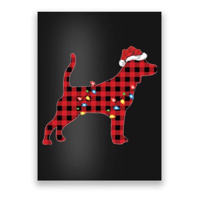 Red Buffalo Plaid Santa Hat Beagle Dog Christmas Pajama Sweatshirt Poster