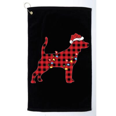 Red Buffalo Plaid Santa Hat Beagle Dog Christmas Pajama Sweatshirt Platinum Collection Golf Towel