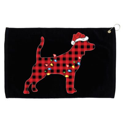 Red Buffalo Plaid Santa Hat Beagle Dog Christmas Pajama Sweatshirt Grommeted Golf Towel