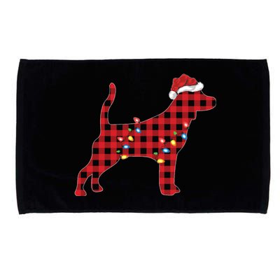 Red Buffalo Plaid Santa Hat Beagle Dog Christmas Pajama Sweatshirt Microfiber Hand Towel