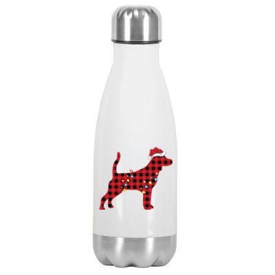 Red Buffalo Plaid Santa Hat Beagle Dog Christmas Pajama Sweatshirt Stainless Steel Insulated Water Bottle