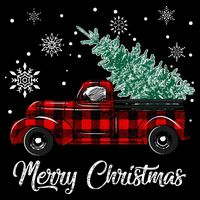 Red Buffalo Plaid Pickup Truck with Tree Merry Christmas Impact Tech Backpack