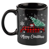 Red Buffalo Plaid Pickup Truck with Tree Merry Christmas 11oz C Handle Ceramic Mug