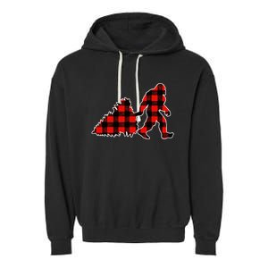 Red Buffalo Plaid Pajama Bigfoot Christmas Garment-Dyed Fleece Hoodie