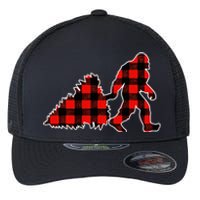 Red Buffalo Plaid Pajama Bigfoot Christmas Flexfit Unipanel Trucker Cap