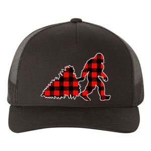 Red Buffalo Plaid Pajama Bigfoot Christmas Yupoong Adult 5-Panel Trucker Hat