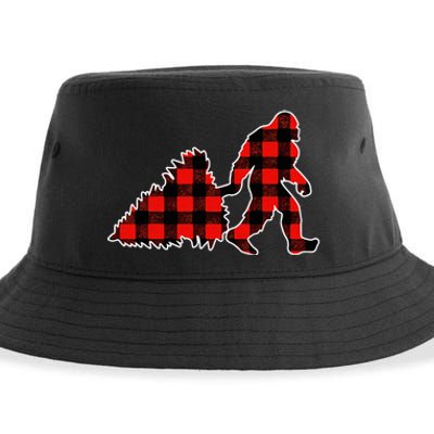 Red Buffalo Plaid Pajama Bigfoot Christmas Sustainable Bucket Hat