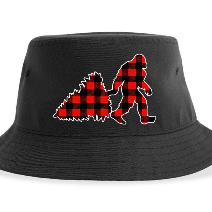 Red Buffalo Plaid Pajama Bigfoot Christmas Sustainable Bucket Hat