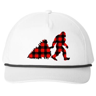 Red Buffalo Plaid Pajama Bigfoot Christmas Snapback Five-Panel Rope Hat