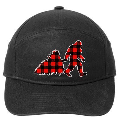 Red Buffalo Plaid Pajama Bigfoot Christmas 7-Panel Snapback Hat