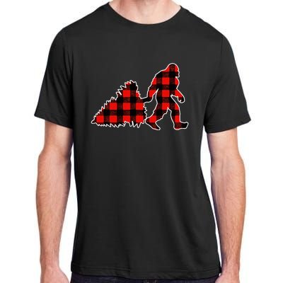 Red Buffalo Plaid Pajama Bigfoot Christmas Adult ChromaSoft Performance T-Shirt