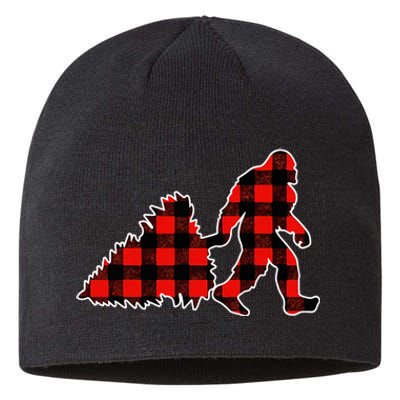 Red Buffalo Plaid Pajama Bigfoot Christmas Sustainable Beanie