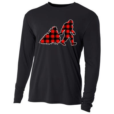 Red Buffalo Plaid Pajama Bigfoot Christmas Cooling Performance Long Sleeve Crew