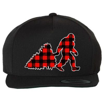 Red Buffalo Plaid Pajama Bigfoot Christmas Wool Snapback Cap