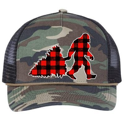 Red Buffalo Plaid Pajama Bigfoot Christmas Retro Rope Trucker Hat Cap