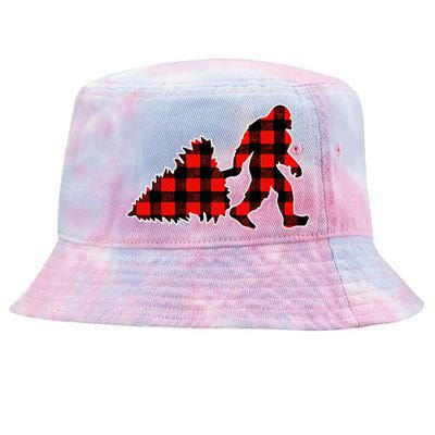 Red Buffalo Plaid Pajama Bigfoot Christmas Tie-Dyed Bucket Hat