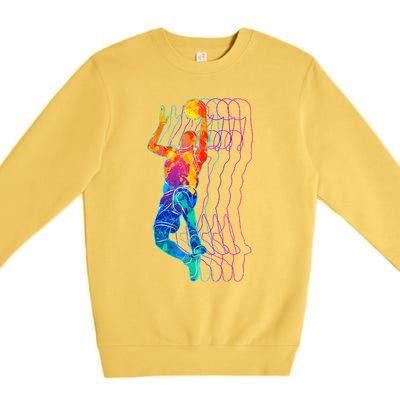 Retro Basketball Player Gift Premium Crewneck Sweatshirt