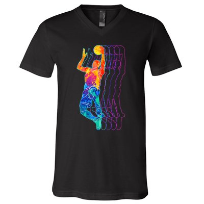 Retro Basketball Player Gift V-Neck T-Shirt