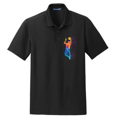 Retro Basketball Player Gift Dry Zone Grid Polo