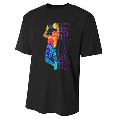 Retro Basketball Player Gift Performance Sprint T-Shirt