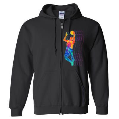 Retro Basketball Player Gift Full Zip Hoodie