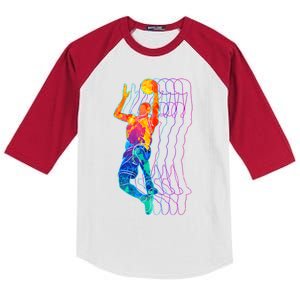 Retro Basketball Player Gift Kids Colorblock Raglan Jersey