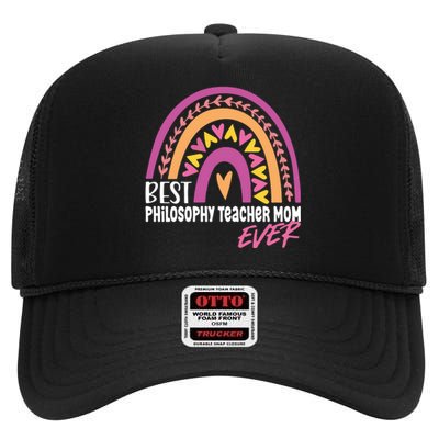 Rainbow Best Philosophy Teacher Mom Ever Mother's Day High Crown Mesh Back Trucker Hat