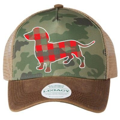 Red Bufallo Plaid Dachshund Dog Xmas Holiday Wiener Gift Cool Gift Legacy Tie Dye Trucker Hat