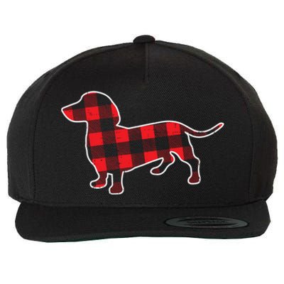 Red Bufallo Plaid Dachshund Dog Xmas Holiday Wiener Gift Cool Gift Wool Snapback Cap