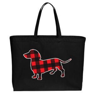 Red Bufallo Plaid Dachshund Dog Xmas Holiday Wiener Gift Cool Gift Cotton Canvas Jumbo Tote