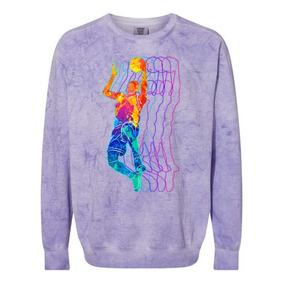 Retro Basketball Player Gift Colorblast Crewneck Sweatshirt