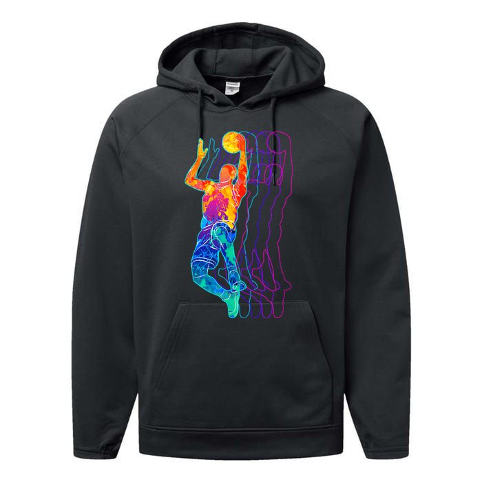 Retro Basketball Player Gift Performance Fleece Hoodie