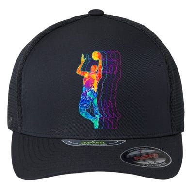 Retro Basketball Player Gift Flexfit Unipanel Trucker Cap