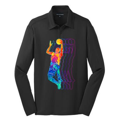 Retro Basketball Player Gift Silk Touch Performance Long Sleeve Polo