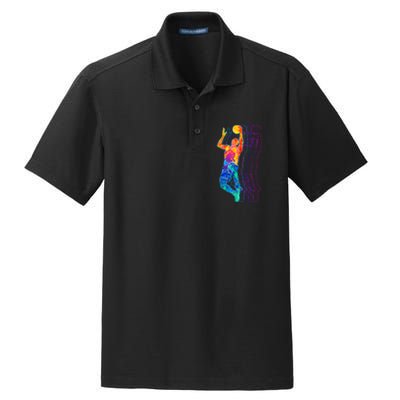 Retro Basketball Player Gift Dry Zone Grid Polo